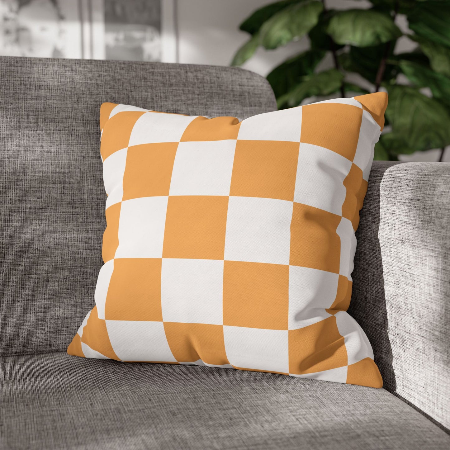 Modern Checkered Orange Pillowcase