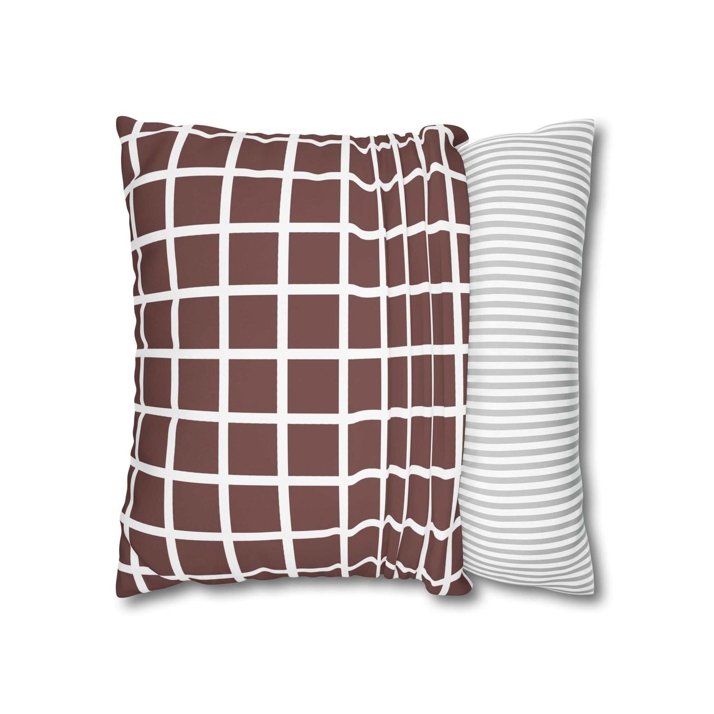 Boho Chocolate Brown Squares Pillowcase