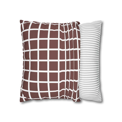 Boho Chocolate Brown Squares Pillowcase