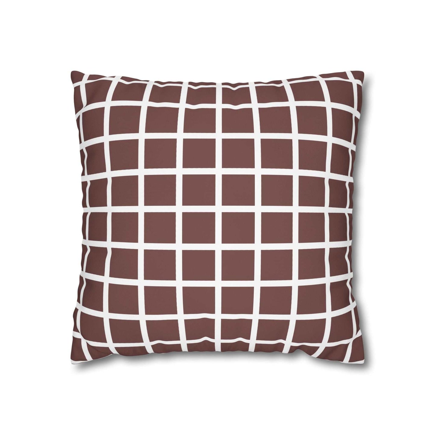 Boho Chocolate Brown Squares Pillowcase