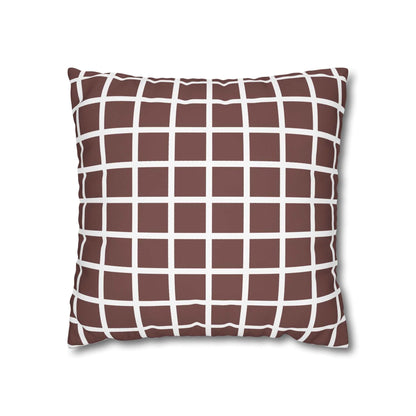 Boho Chocolate Brown Squares Pillowcase