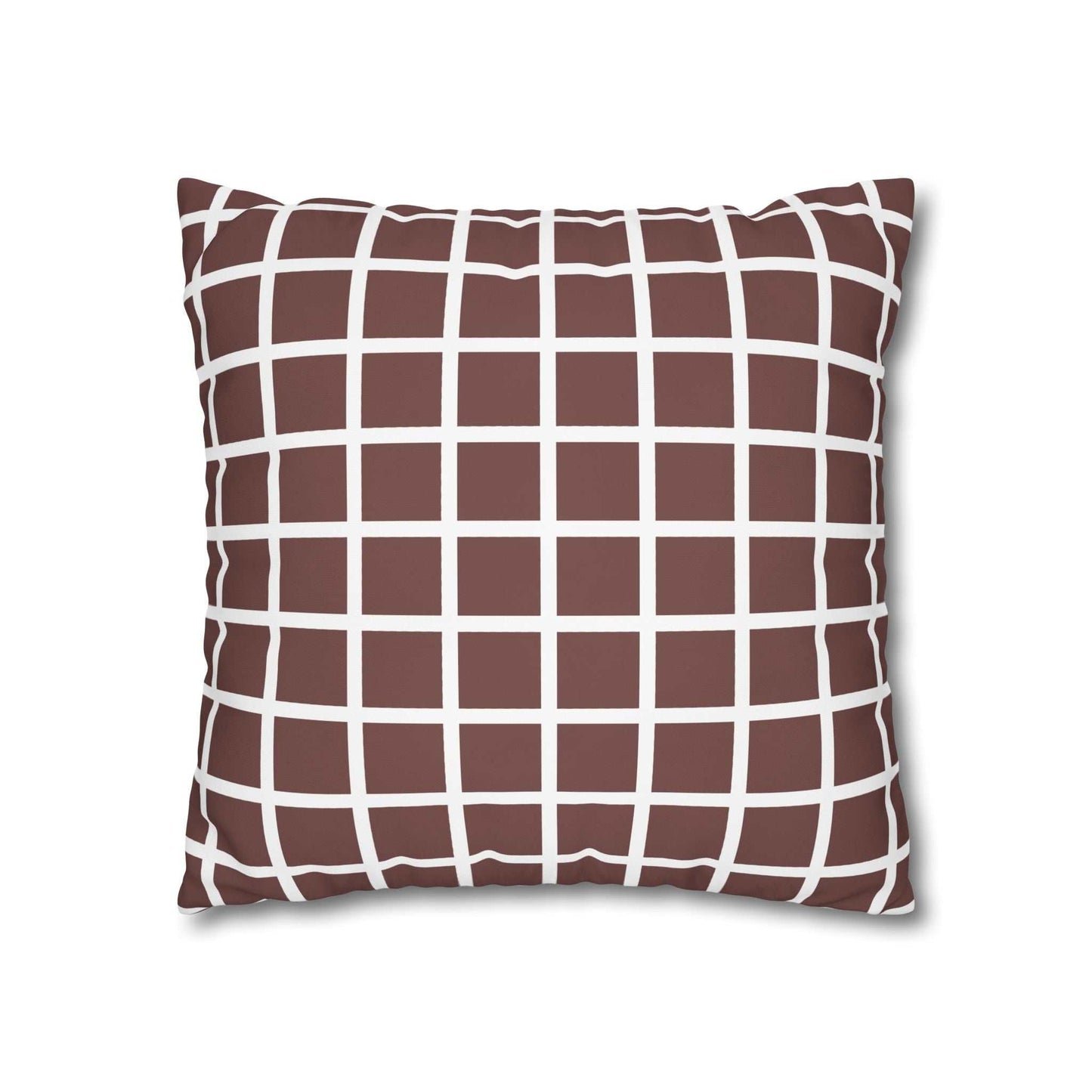 Boho Chocolate Brown Squares Pillowcase