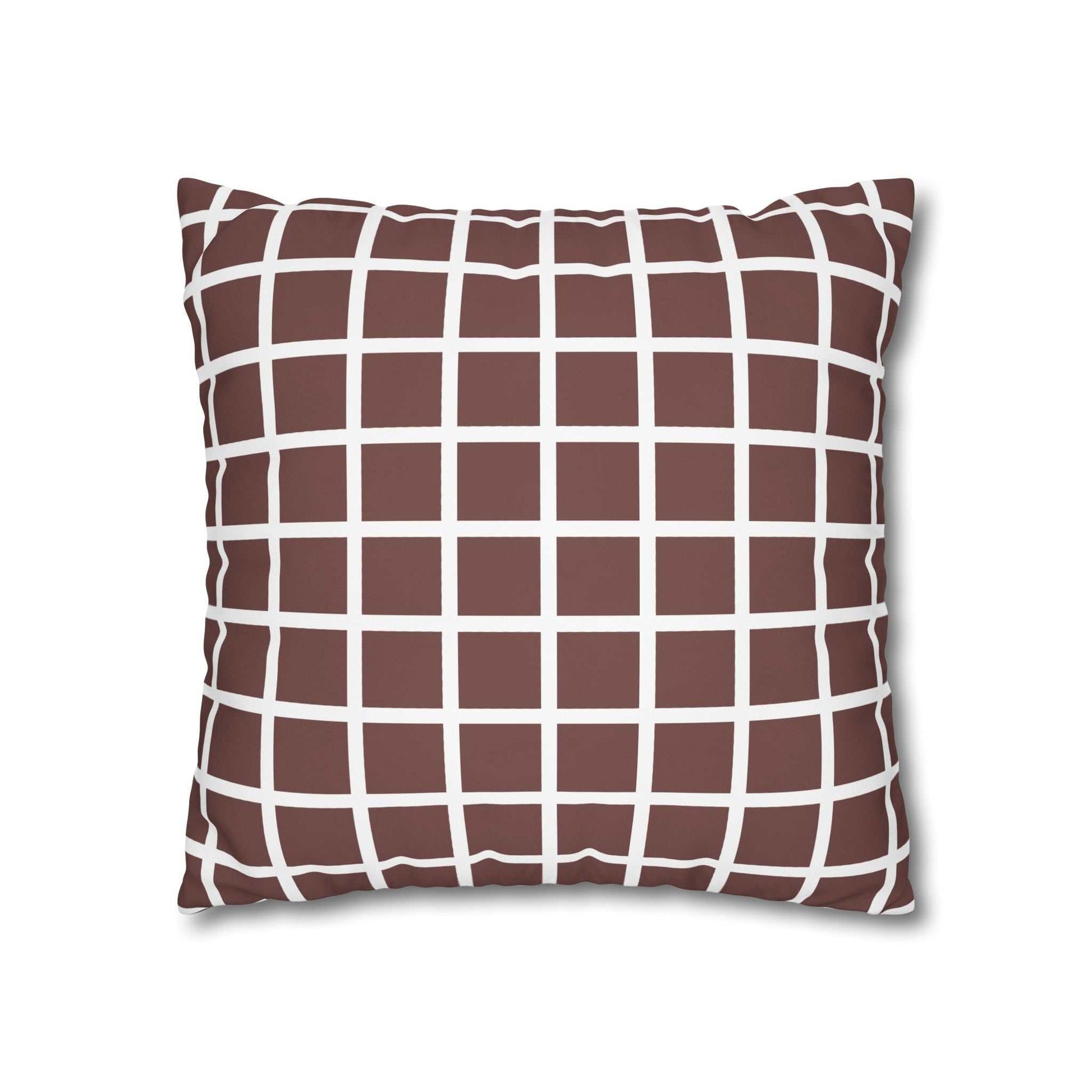 Boho Chocolate Brown Squares Pillowcase