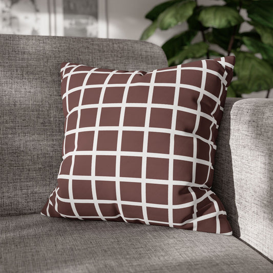Boho Chocolate Brown Squares Pillowcase